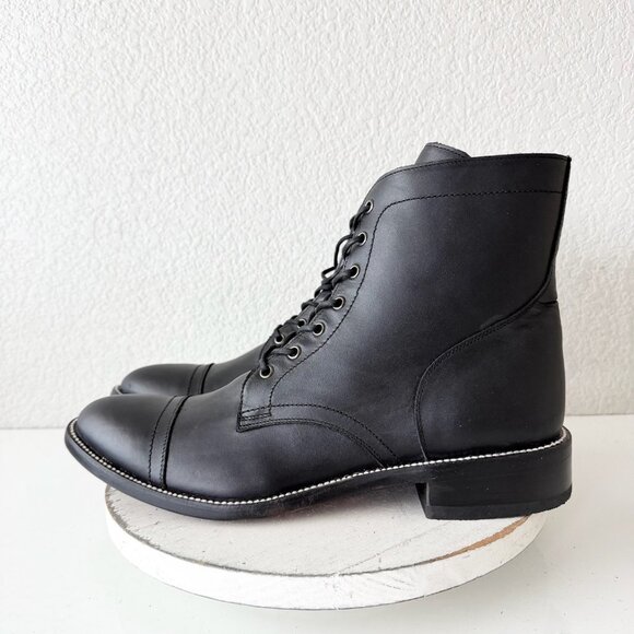 NEW Lane Mens Black Ankle Boots Size 13.5 Lace-up Short Boot Casual Leather Sole - Picture 4 of 11